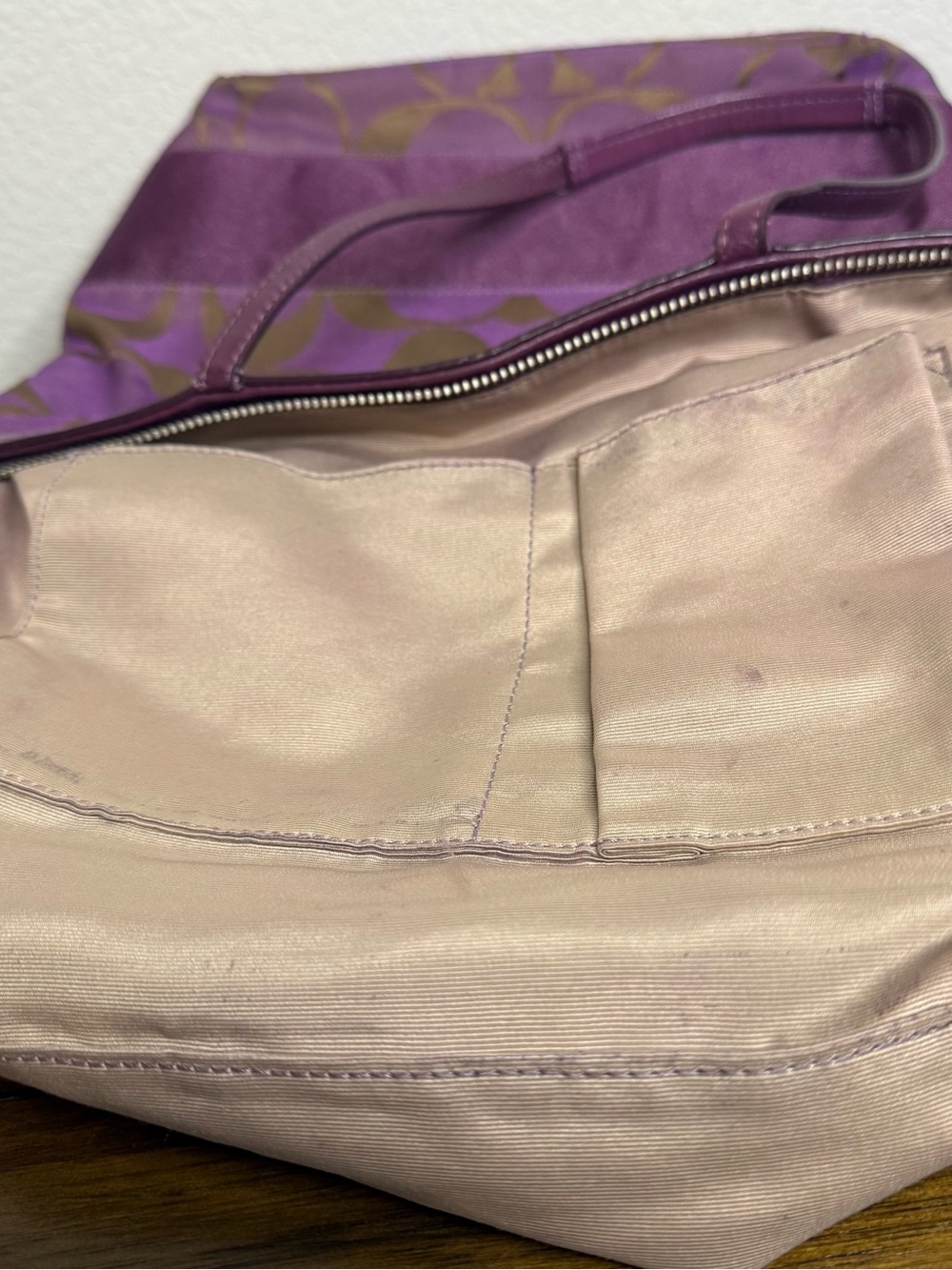 Coach Purple Canvas Tote with Leather Trim F1028 F15112 - Picture 11 of 15
